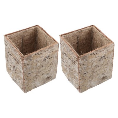 2 Pcs Birch Bark Flower Bucket Tree Planter Pot Floral Container