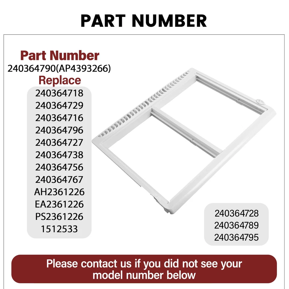 Marco de sartén para refrigerador Electrolux Frigidaire 240364790 Foto 4 de 4