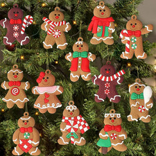 12Pcs Gingerbread Man Ornaments for Christmas Tree, Assorted Gingerbread Figurin