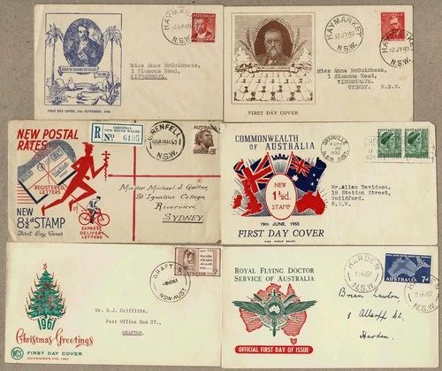 Australia 1948 - 1961 Misc Group Lot FDC Cover x6