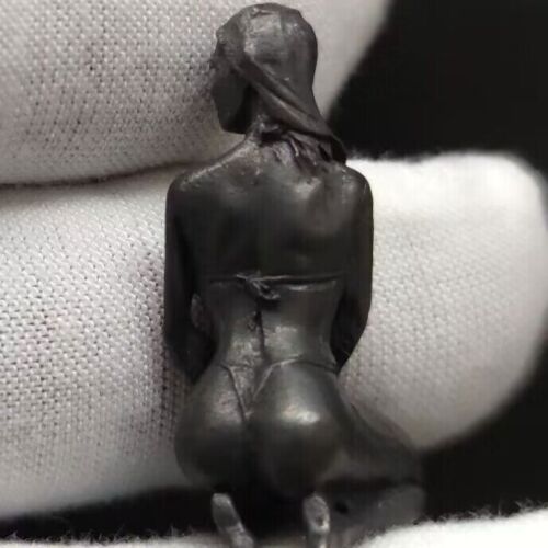 Statua cinese bronzo rame statuina ragazza intagliata a mano da collezione - Foto 3 di 5