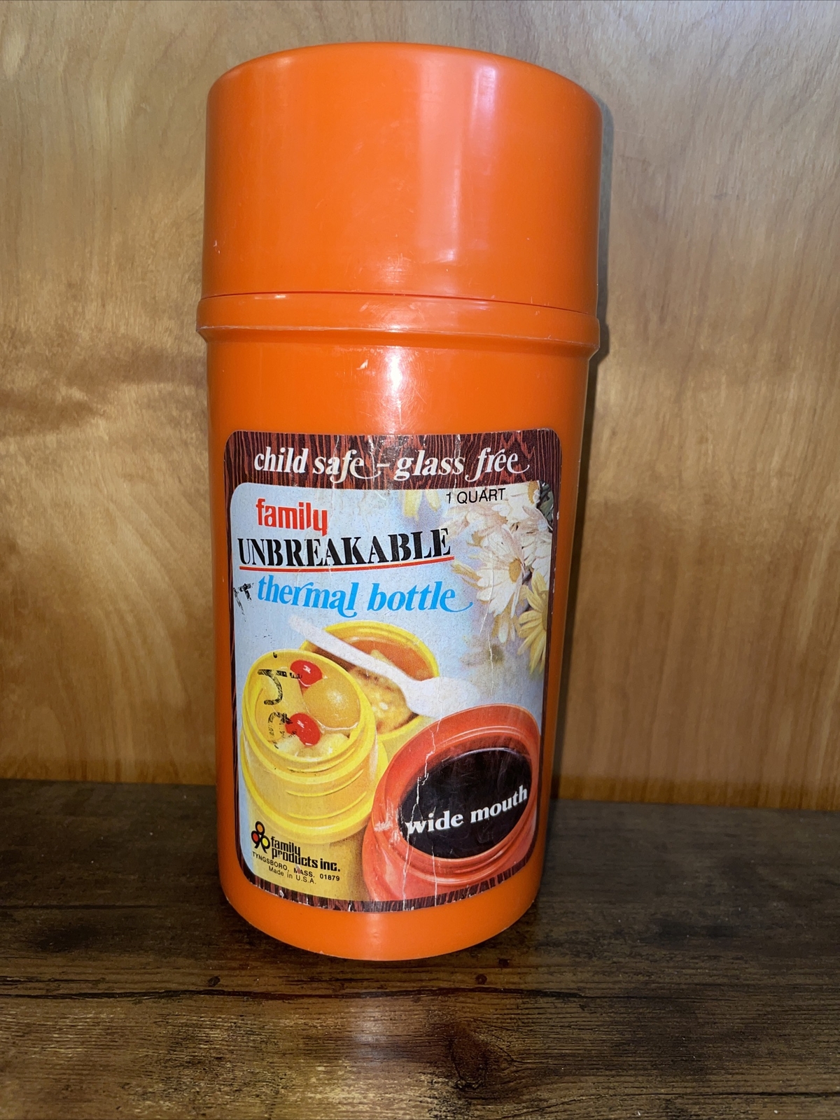 Vintage Family Products Inc Orange Thermal Bottle Thermos Kitchen