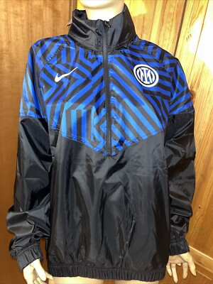 Inter Milan Nike Windrunner Jacket Black Blue Football Soccer Men's sz M  NWT