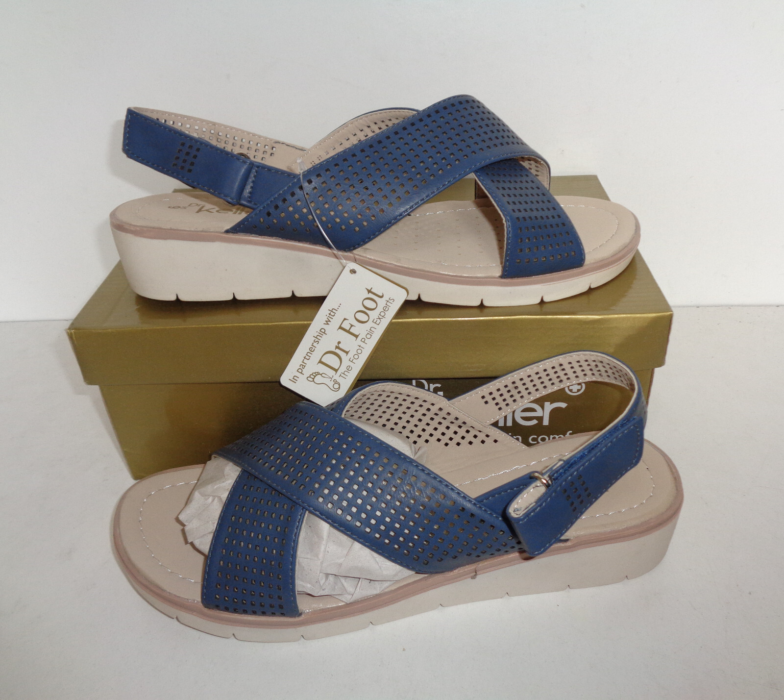 APL Dr Keller donna nuovi sandali donna slingback scarpe casual blu navy taglia UK 6