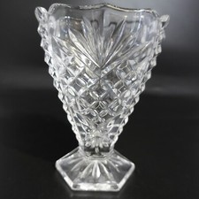 Anna Hutte Germany Brilliant Cut Lead Crystal Clear Footed Bud Flower Glass Vase