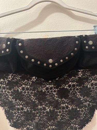 FREE PEOPLE Soft Suede Long Story Short Skirt Three Pouch Belt Fanny Pack NEW M - Picture 7 of 22