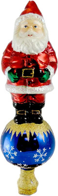 Ornaments: Santa Tree Top Glass Blown Ornaments for Christmas Tree