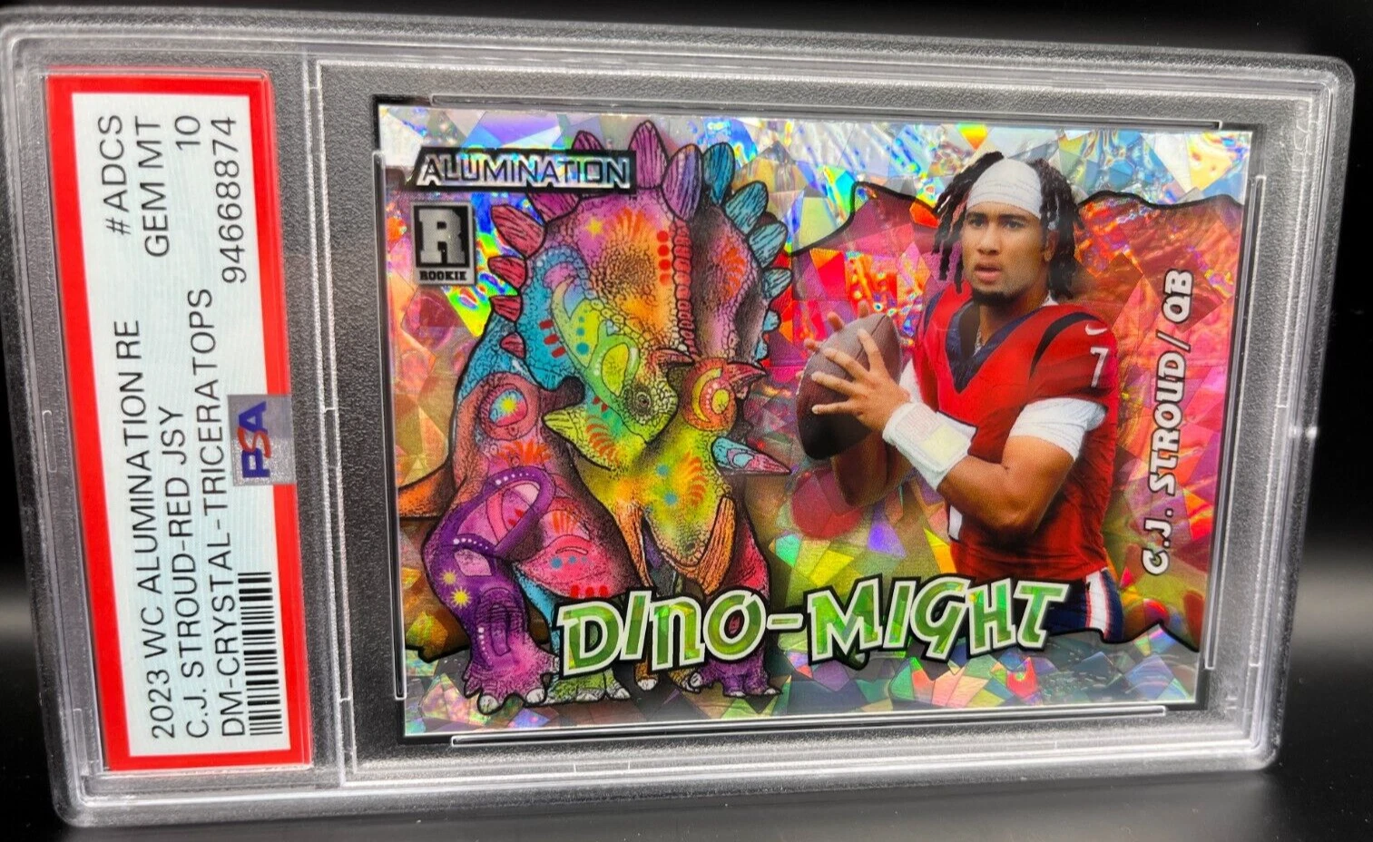 CJ Stroud Wild Card Alumination Rookie Edition Dino-Might #ADCS Red Jersey-Crystal-Triceratops