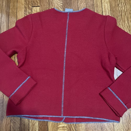 Geiger Jacket Womens 40 Red Collection Austria Wool Blazer Metal Button Sweater - Picture 11 of 12