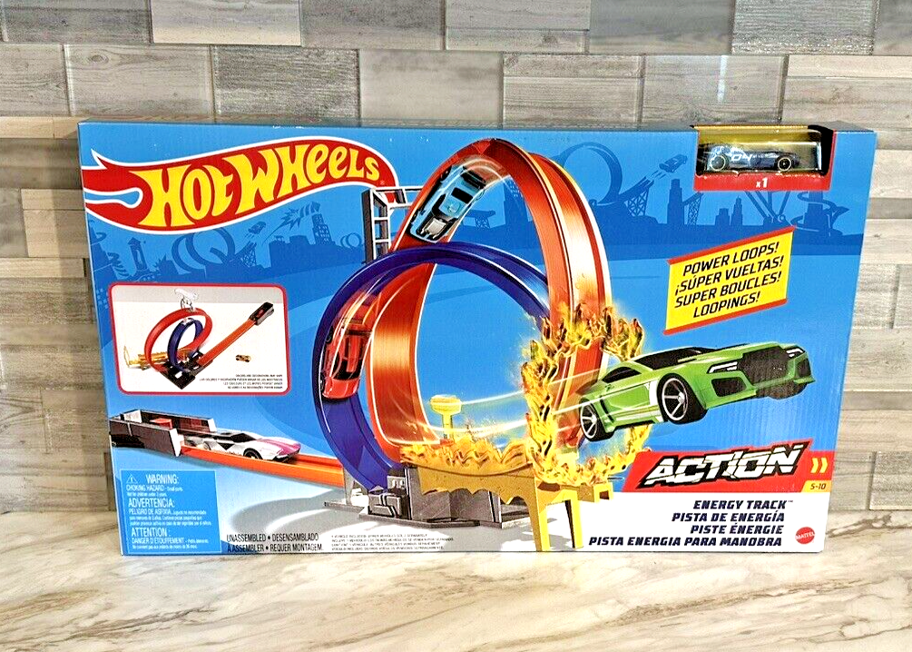 New in Box Hot Wheels Action Energy Track Set Playset with Car and Loops