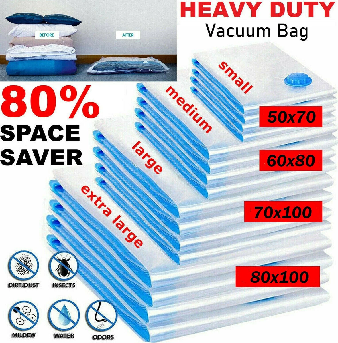 STRONG VACUUM STORAGE BAGS SPACE SAVING CLOTHES BAGS SPACE SAVER BAG FREE PUMP