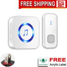 Wireless Doorbell, 1,000ft ,5Volume Levels,55 chimes,Waterproof,Free Shipping