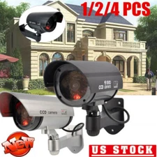 1-4PCS CCTV Security Dummy Camera With Flash Light Home Surveillance Waterproof