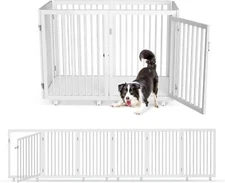 SLSY 30" Dog Playpen, 6 Panel Metal Puppy Playpen with 8 Wheels & Lockable Door
