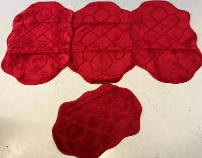 RUGWORLD X ROMANY GYPSY WASHABLES MATS NON SLIP SETS OF 4 MATS/RUGS RED SIZE 66X110CM X