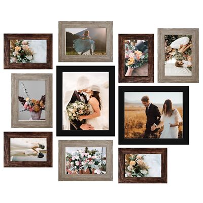 LUCKYLIFE Picture Frame Set 10-Pack, Gallery Wall Frame Collage with 8x10 5x7 4x