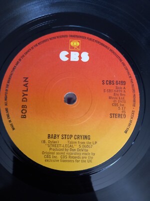BOB DYLAN Baby Stop Crying / New Pony - UK CBS Records 1978