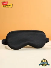 Minimalist Black Satin Sleep Eye Mask - Comfortable for Home, Travel, Office