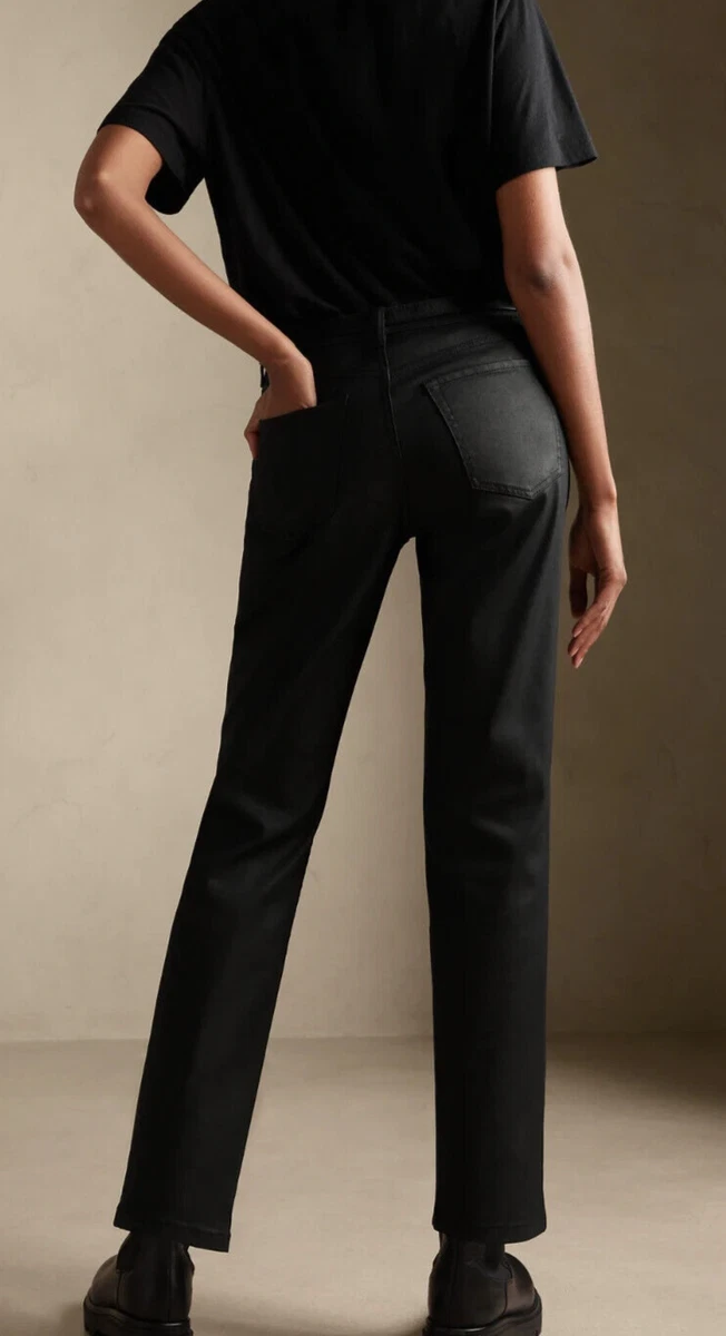 banana republic black coated jeans