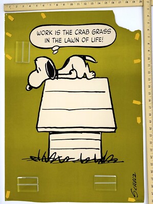Vtg Peanuts Poster Schulz Snoopy Charlie Brown Crab Grass Work