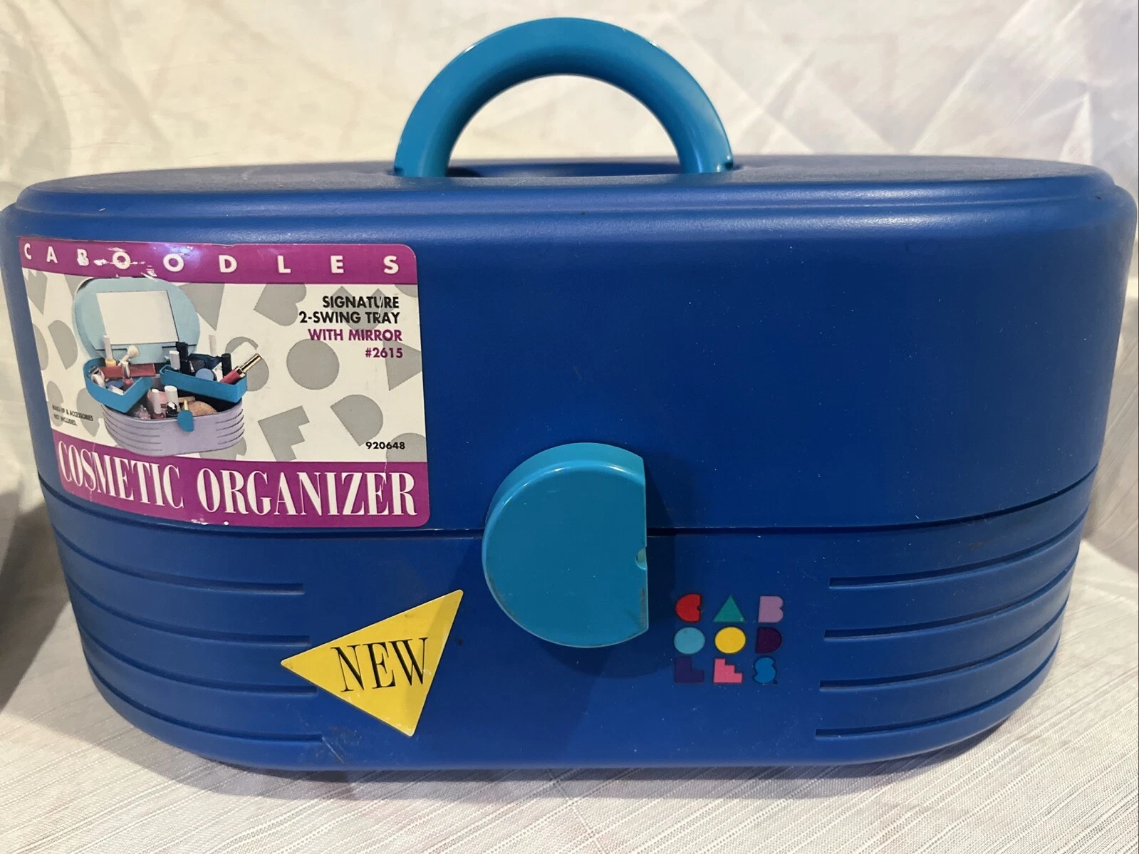 Caboodles Oval Makeup Case, Mirror & Organizer Teal & Blue Vintage