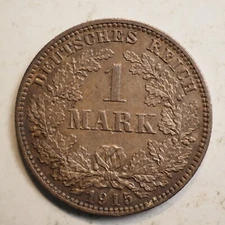 1915  E GERMAN SILVER 1 MARK  *** NICE *** FREE SHIPPING A6399