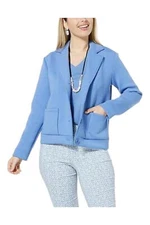 WynneLayers Scuba Knit Button-Down Jacket Blue