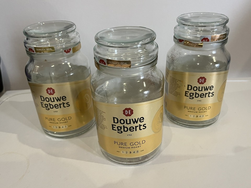 3 X Douwe Egberts Empty Glass Coffee Storage Jars 190g Arts/Crafts eBay