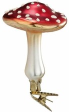 Inge-Glas Clip-On Flat Top Mushroom 10081S015 IGM German Glass Christmas Ornamen