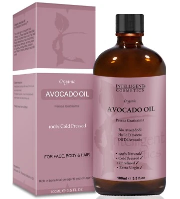 INTELLIGENT COSMETICS Organic Avocado Oil Cold Pressed Extra Virgin Unrefined Pure & Natural 100ml