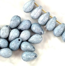 Tear Drop Beads, 6x9mm, Blue With AB Etched Finish, 20 Beads