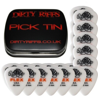 24 x Dunlop Tortex Flex Standard 0,60 mm Gitarren-Plektren Gitarrenplektren in einer Plektrum-Dose