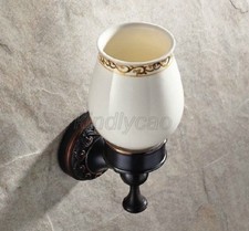 Black Oil Rubbed Brass Wall Mounted Toothbrush Holder with Ceramic Cups Kba475