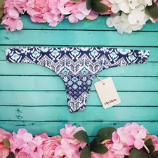 RHYTHM Uluwatu Thong Swim Bottom Large L NEW Blue White Bikini
