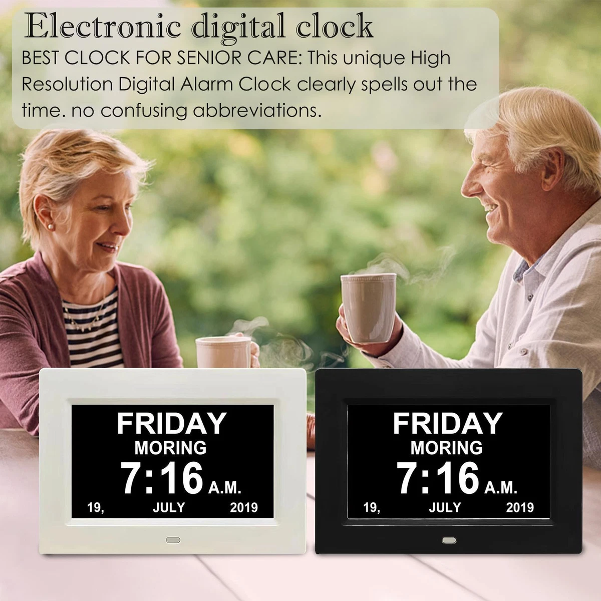 White digital day calendar clock 7