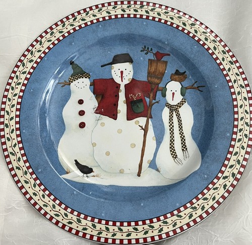 Debbie Mumm Sakura Snowman Set of 4-8”Salad Dessert Plates Christmas - Picture 2 of 7