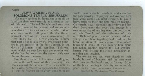 Jew's Wailing Place Outer Temple Jerusalem Palestine Keystone Stereoview c1910 - Picture 3 of 4
