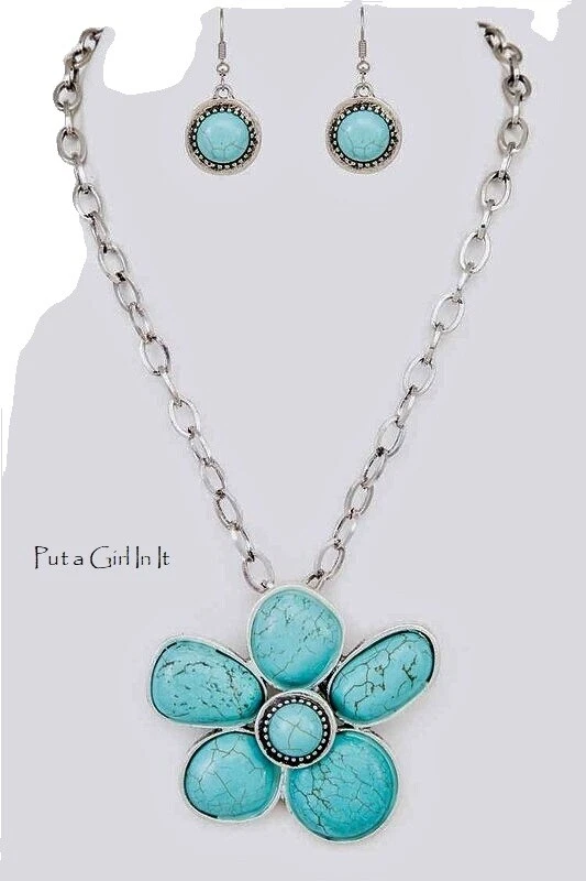 Collares y colgantes De moda turquesa de níquel