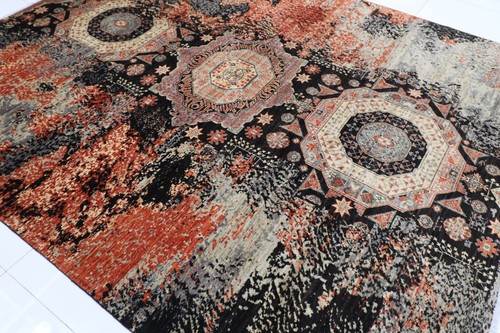 8 x 10 ft Abstract Area Rug Afghan Hand Knotted Veg Dye Wool Living Room Rug - Picture 2 of 15