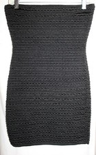 SHELLY WOMENS SHORT BODY CON TUBE DRESS, BLACK, LOVELY DETAILS, EUC
