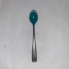 Vintage '80 the First Years Stainless Baby Spoon Soft Bite Rubber Turquoise Tip 