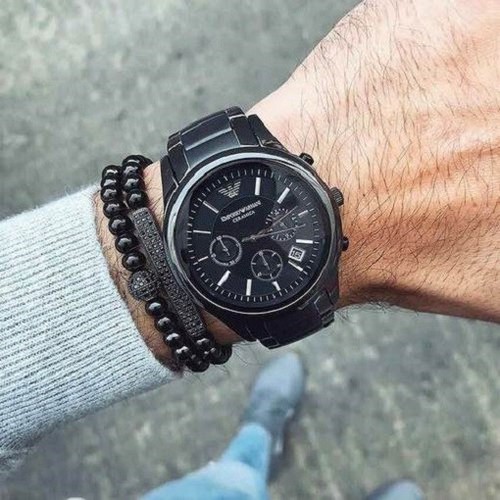 NEU EMPORIO ARMANI HERREN UHR KERAMIK SCHWARZES ARMBAND SCHWARZES ZIFFERBLATT ORIGINAL AR1452