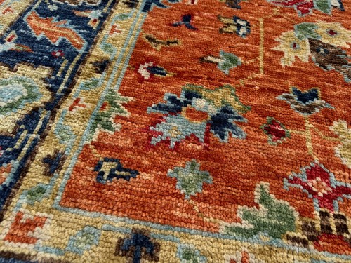 8x10 RUST RUG COLORFUL OUSHAK HANDMADE handwoven wool oriental NEW blue coral ft - Picture 19 of 23