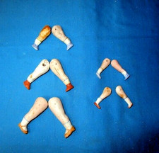   Lot of painted Antique bisque doll legs for wiring /Germany