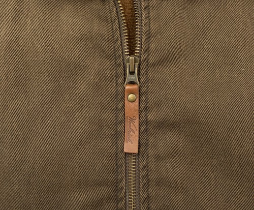 Mens L Woolrich Brown Canvas Cotton Full Zip Striped Blanket Lined Vest - Picture 4 of 12