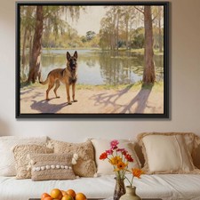 Belgian Malinois Dog Art Oil Painting Nature Landscape Canvas Print Home Decor