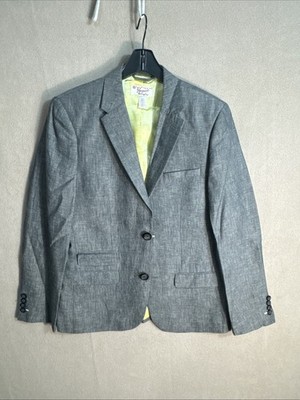 Penguin Munsingwear Medium Gray Check 100% Linen Casual Ticket Surgeon Cuffs