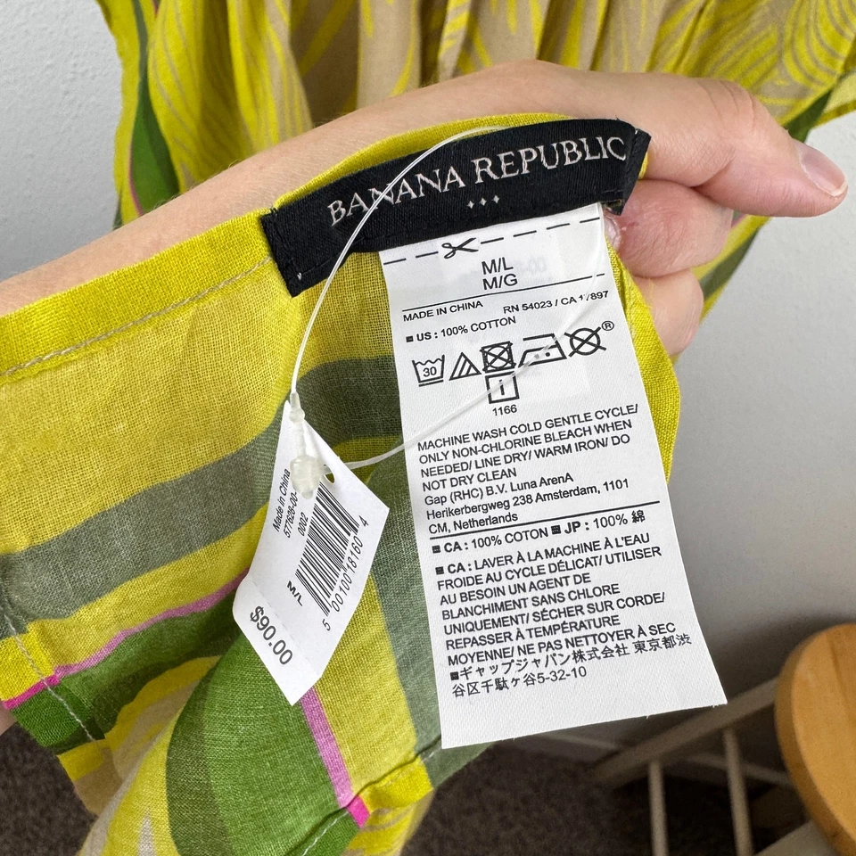 NWT Banana Republic Kaftan Swim Coverup M/L Yellow Cotton - Image 4 of 4