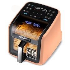 Gourmia 7 Qt Air Fryer, Panoramic Window, Interior Light, 12 Presets, Peach