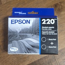 Epson 220 Black Genuine Ink Cartridge 2-Pack T220120-D2 Inkjet Original EXP 4/28